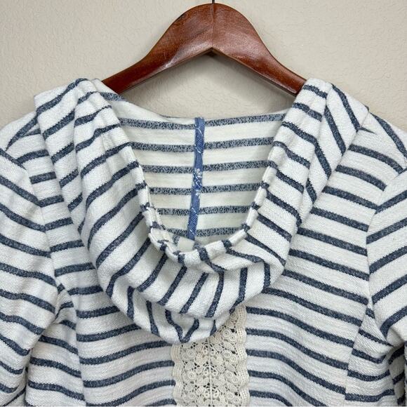 Anthropologie-Saturday Sunday Womens XS  Striped Cardigan Hood Layered Lace Boho - Picture 5 of 15